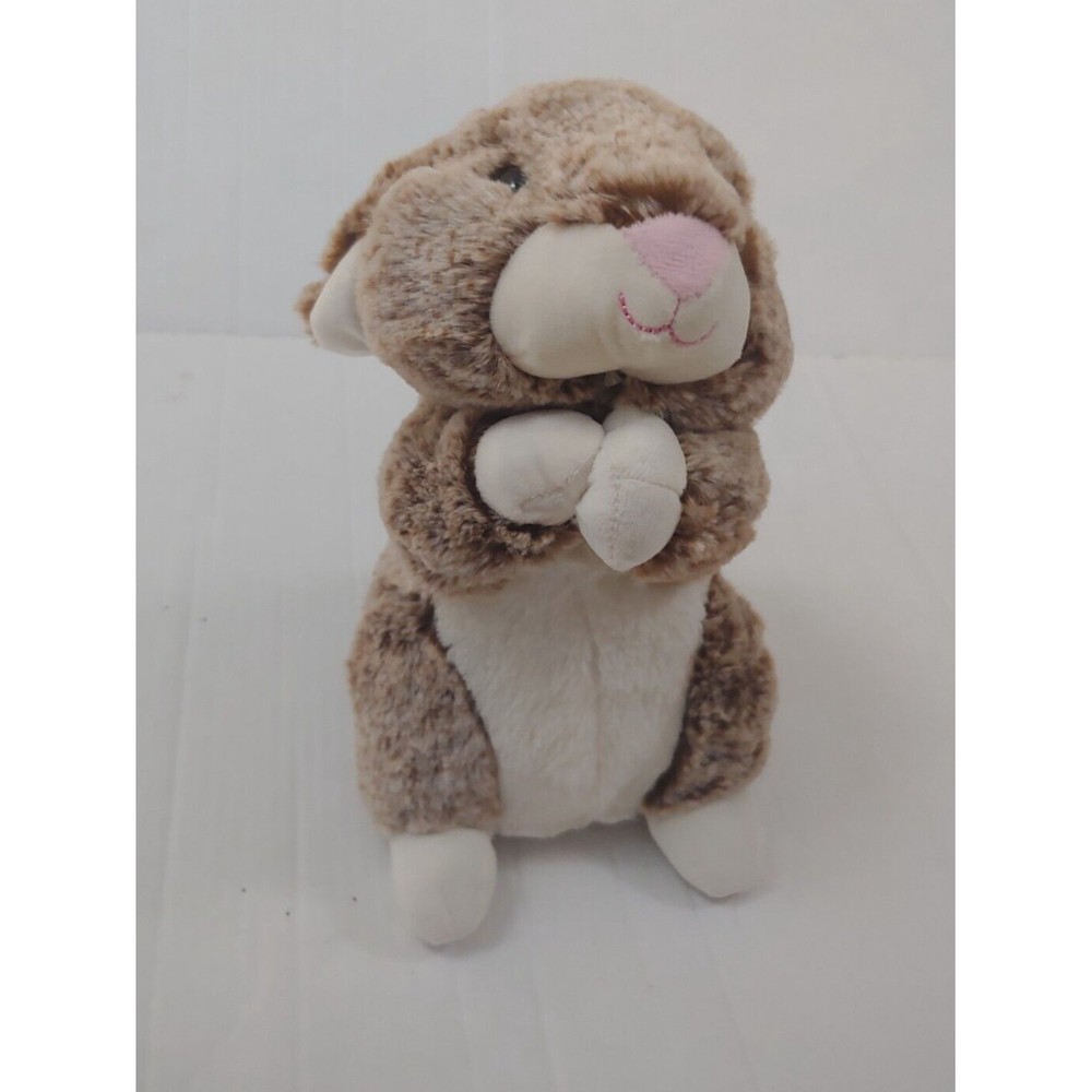 Kellytoy Bunny Rabbit Plush Toy Brown White Soft Chubby Cheeks Stands Stuffed
